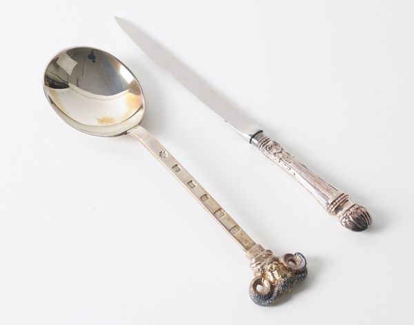 A SILVER SPOON AND A PAPER KNIFE (2)