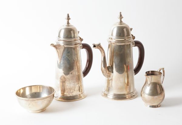 A SILVER COMPOSITE FOUR PIECE COFFEE SET (4)