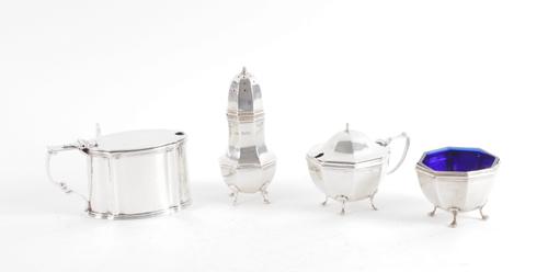 A GROUP OF SILVER CONDIMENTS (4)