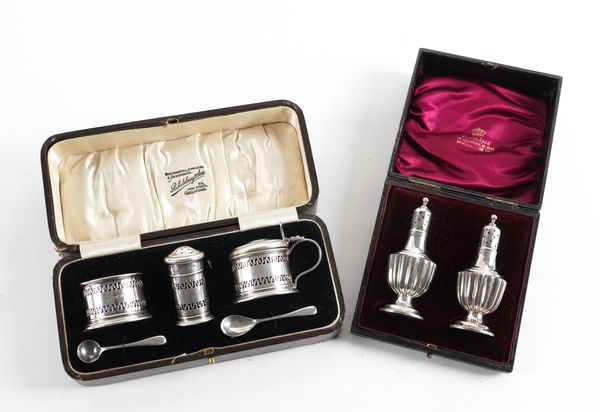 TWO SILVER CONDIMENT SETS (2)