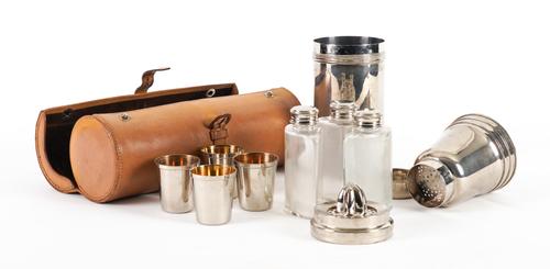 A PLATED TRAVELLING COCKTAIL SET (12)