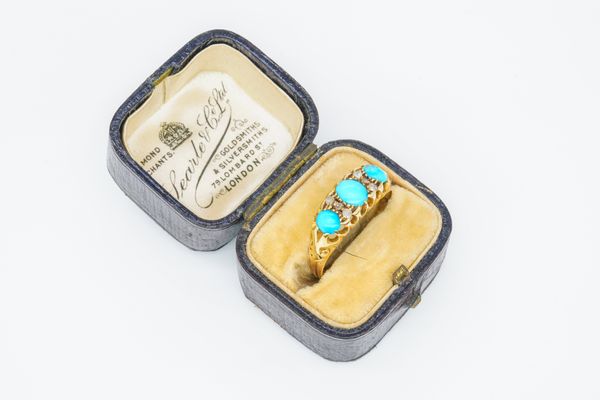 A VICTORIAN TURQUOISE AND DIAMOND RING