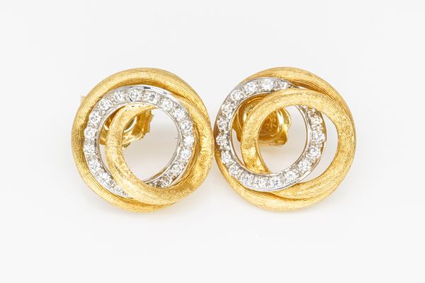 A PAIR OF 18CT GOLD MARCO BICEGO DIAMOND EARSTUDS