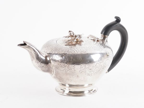 A VICTORIAN SILVER TEAPOT