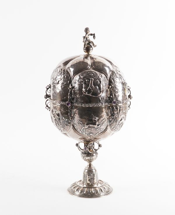 A DUTCH SILVER CIBORIUM AND COVER