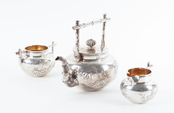 A CHINESE THREE PIECE TEA SET (3)