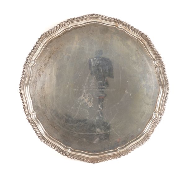 A LARGE SILVER SALVER