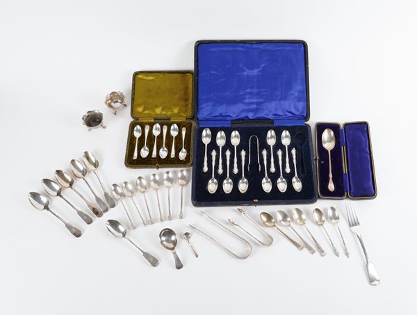 A GROUP OF SILVER, MOSTLY FLATWARE