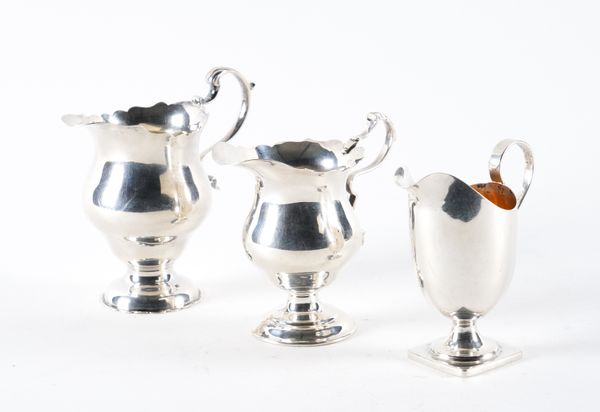 THREE SILVER CREAM JUGS (3)