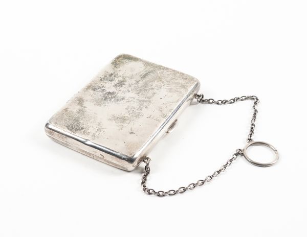 A LADY'S SILVER RECTANGULAR EVENING CASE