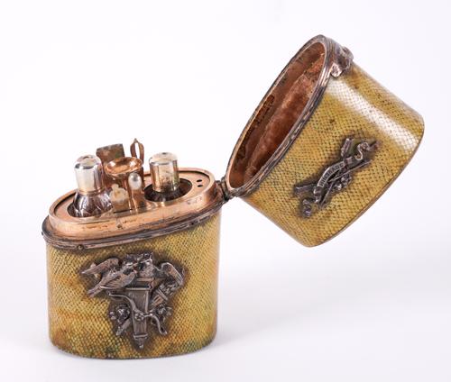 A CONTINENTAL SILVER-GILT MOUNTED ETUI