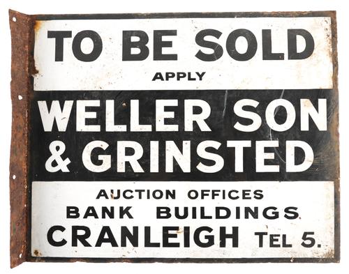 AN ENAMEL SIGN FOR WELLER SON & GRINSTED