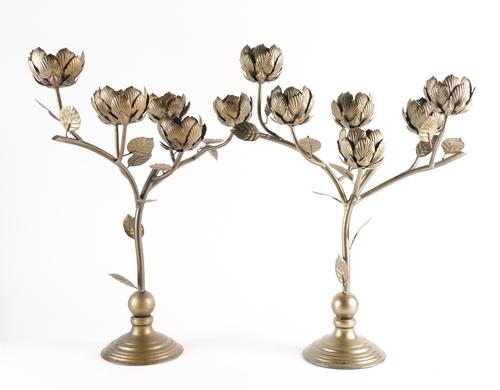 A PAIR OF OKA HALDON FLOWER CANDELABRA (2)