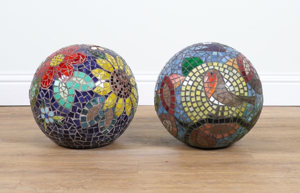 PAIR MATCHED OF ORNAMENTAL MOSAIC BALLS (2)