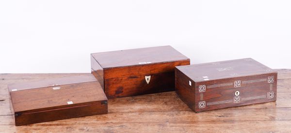 A 19TH CENTURY MAHOGANY WRITING SLOPE (3)