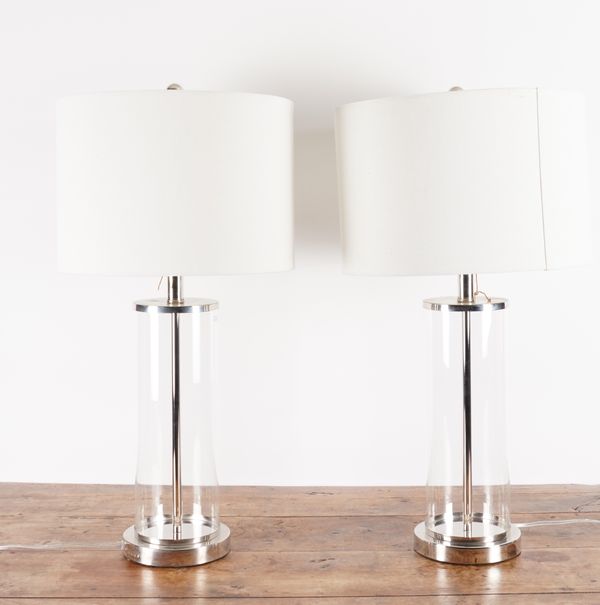 RALPH LAUREN: A PAIR OF GLASS TABLE LAMPS (2)