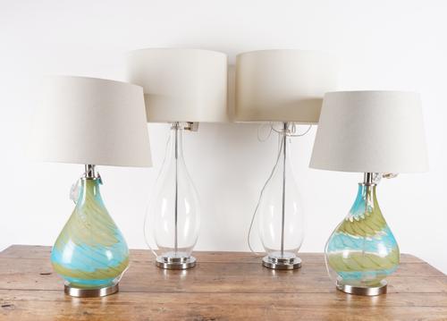 TWO PAIRS OF MODERN GLASS TABLE LAMPS (4)