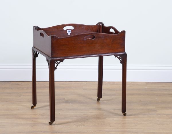 AN 18TH CENTURY STYLE MAHOGANY GALLERIED SIDE TABLE