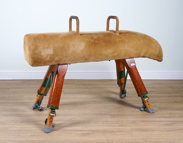 H HUNT & SON LTD; A HEIGHT ADJUSTABLE POMMEL HORSE