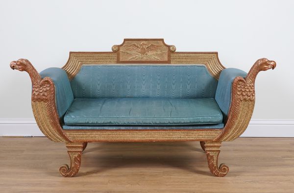 A FRENCH EMPIRE REVIVAL SMALL SOFA