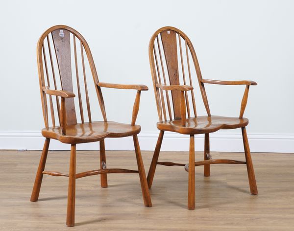 A PAIR OF MID 20TH CENTURY ASH AND ELM WINDSOR CHAIRS (2)