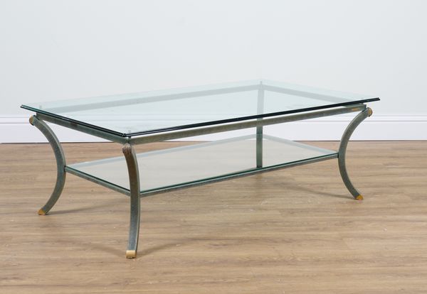 PIERRE VANDEL PARIS; A RECTANGULAR GLASS TWO TIER COFFEE TABLE