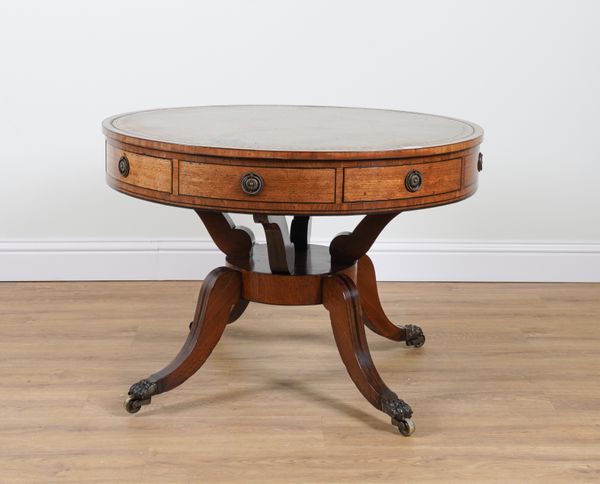 A REGENCY MAHOGANY DRUM TABLE