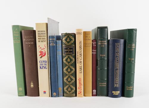 BOOKS, HORSES - Richard Stone REEVES & Patrick ROBINSON. The Golden Post, New York, Privately Printed, 1985, oblong 4to, coloured plates, leatherette, ONE OF 2,000 COPIES. With a small quantity of other books including some related to horses. (qty)