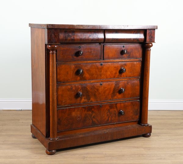 A VICTORIAN MAHOGANY SIX DRAWER CHEST