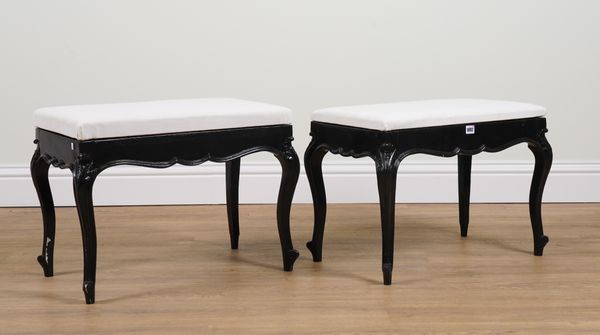 A PAIR OF VICTORIAN EBONISED FOOTSTOOLS (2)