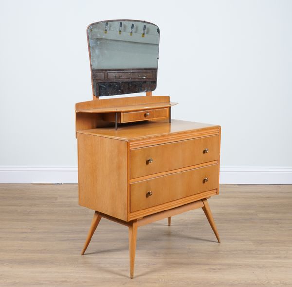 A MID 20TH CENTURY STAINED BEECH DRESSING TABLE