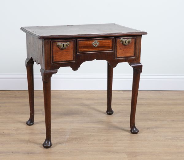 AN 18TH CENTURY AND LATER WALNUT THREE DRAWER LOW BOY