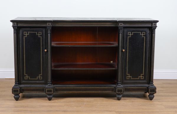 A LATE VICTORIAN EBONISED SIDE CABINET