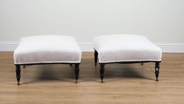 A PAIR OF 19TH CENTURY FRENCH LOZENGE SHAPE FOOTSTOOLS (2)