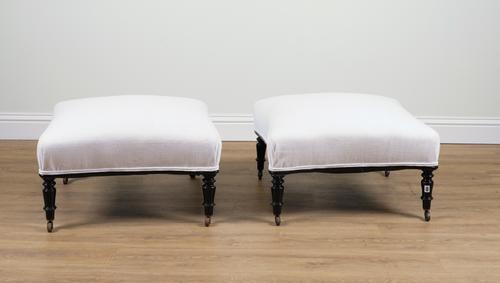 A PAIR OF 19TH CENTURY FRENCH LOZENGE SHAPE FOOTSTOOLS (2)