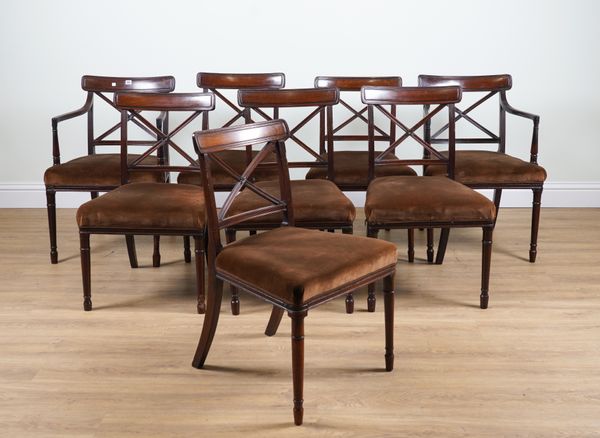 A SET OF EIGHT REGENCY MAHOGANY BAR BACK DINING CHAIRS (8)