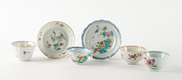 A CHINESE FAMILLE ROSE TEABOWL AND SAUCER