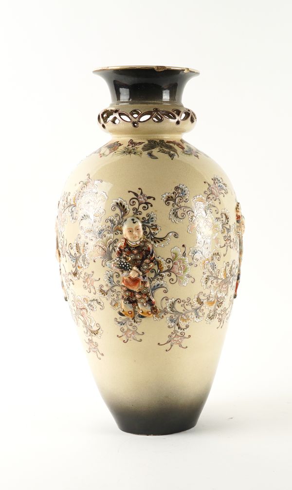 A TALL JAPANESE SATSUMA VASE