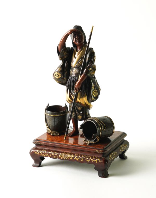 A  JAPANESE BRONZE FIGURE OF A WOMAN BY MIYAO