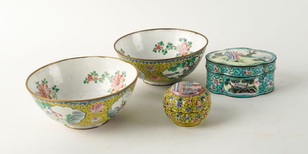 A GROUP OF CHINESE PAINTED ENAMEL WARES