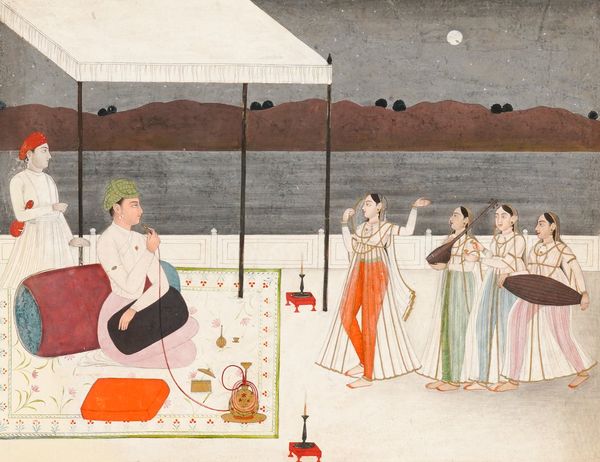 A PRINCE ENTERTAINED BY MUSICIANS AT NIGHT