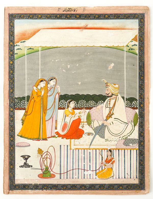 A SIKH RULER WITH MAIDENS ON A TERRACE