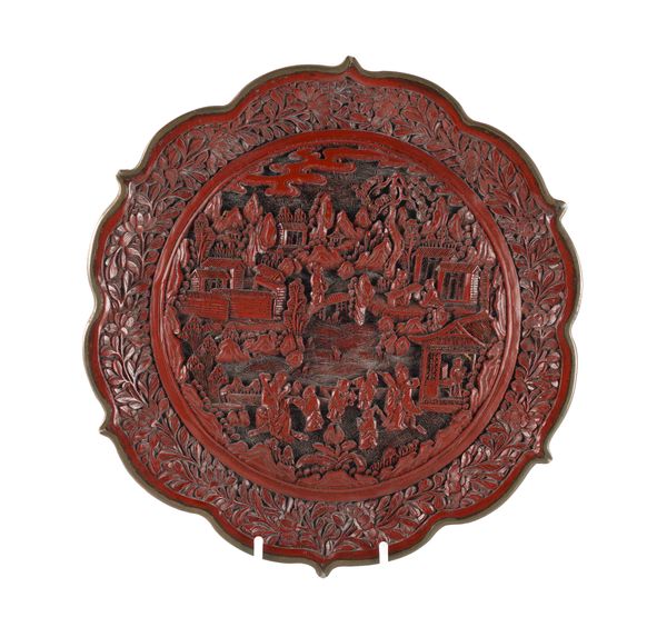 A CHINESE CINNABAR LACQUER DISH