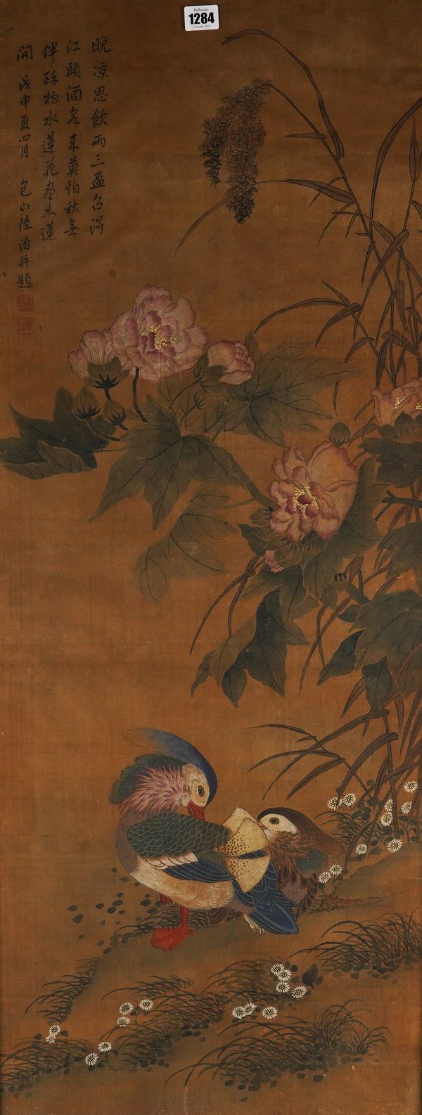 A MING STYLE PAINTING OF MANDARIN DUCKS