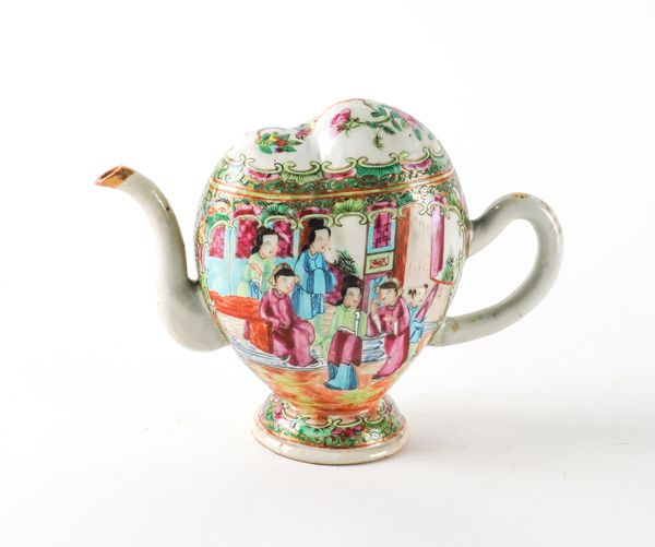 A CANTON FAMILLE ROSE `CADOGAN' TEAPOT