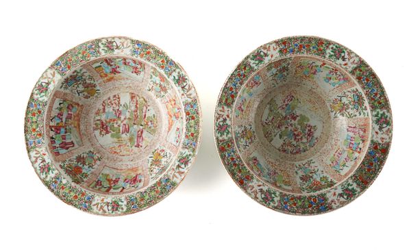 A PAIR OF CANTON FAMILLE ROSE BASINS (2)