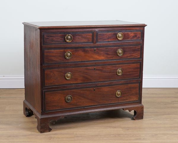 A 19TH CENTURY MAHOGANY FIVE DRAWER CHEST