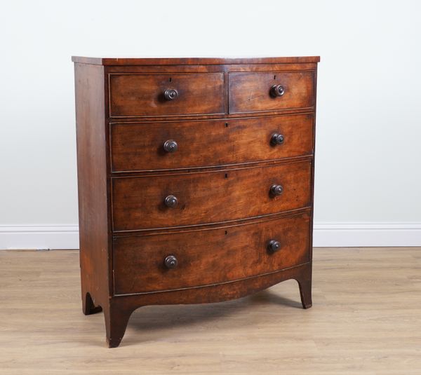 A VICTORIAN MAHOGANY BOWFRONT FOUR DRAWER CHEST