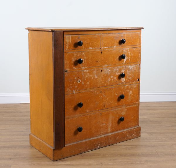 HEAL & SON; A 19TH CENTURY SCUMBLE PAINTED SIX DRAWER CHEST