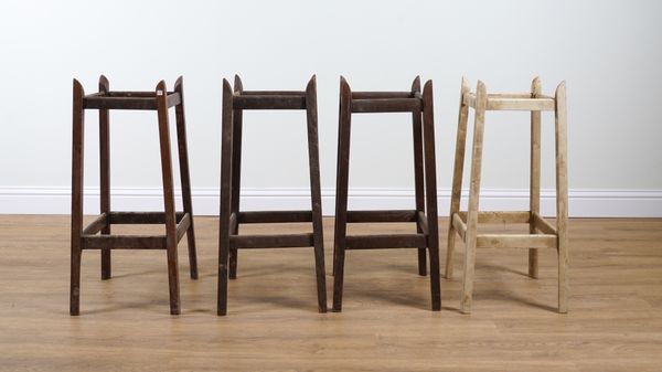 A SET OF FOUR EARLY 20TH CENTURY PINE LINEN BAG STANDS (4)